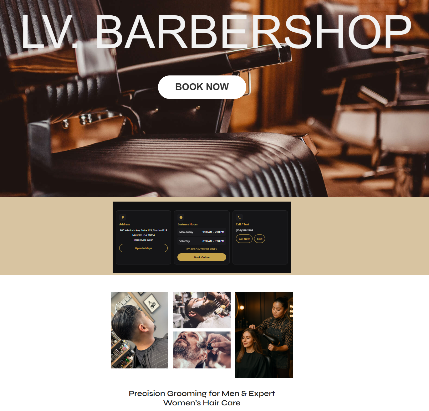 LV. Barbershop website screenshot